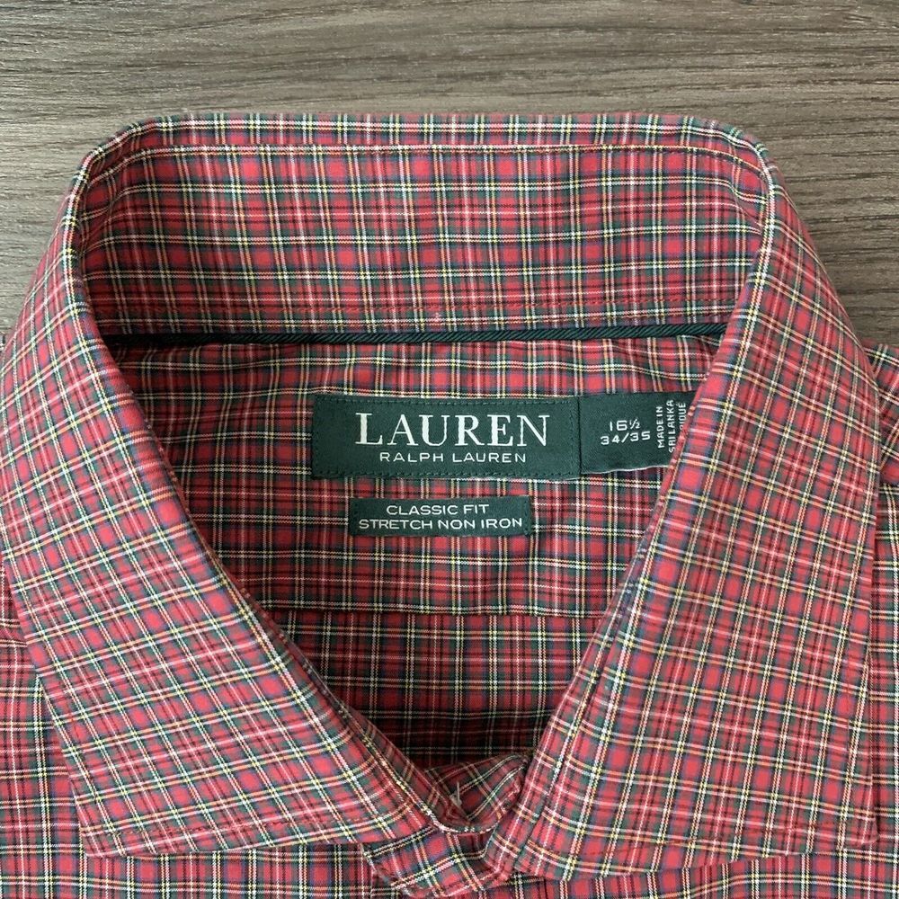Lauren Ralph Lauren‎ Red Plaid Button Down Shirt Mens Size 16.5- 34/35 - Picture 3 of 8